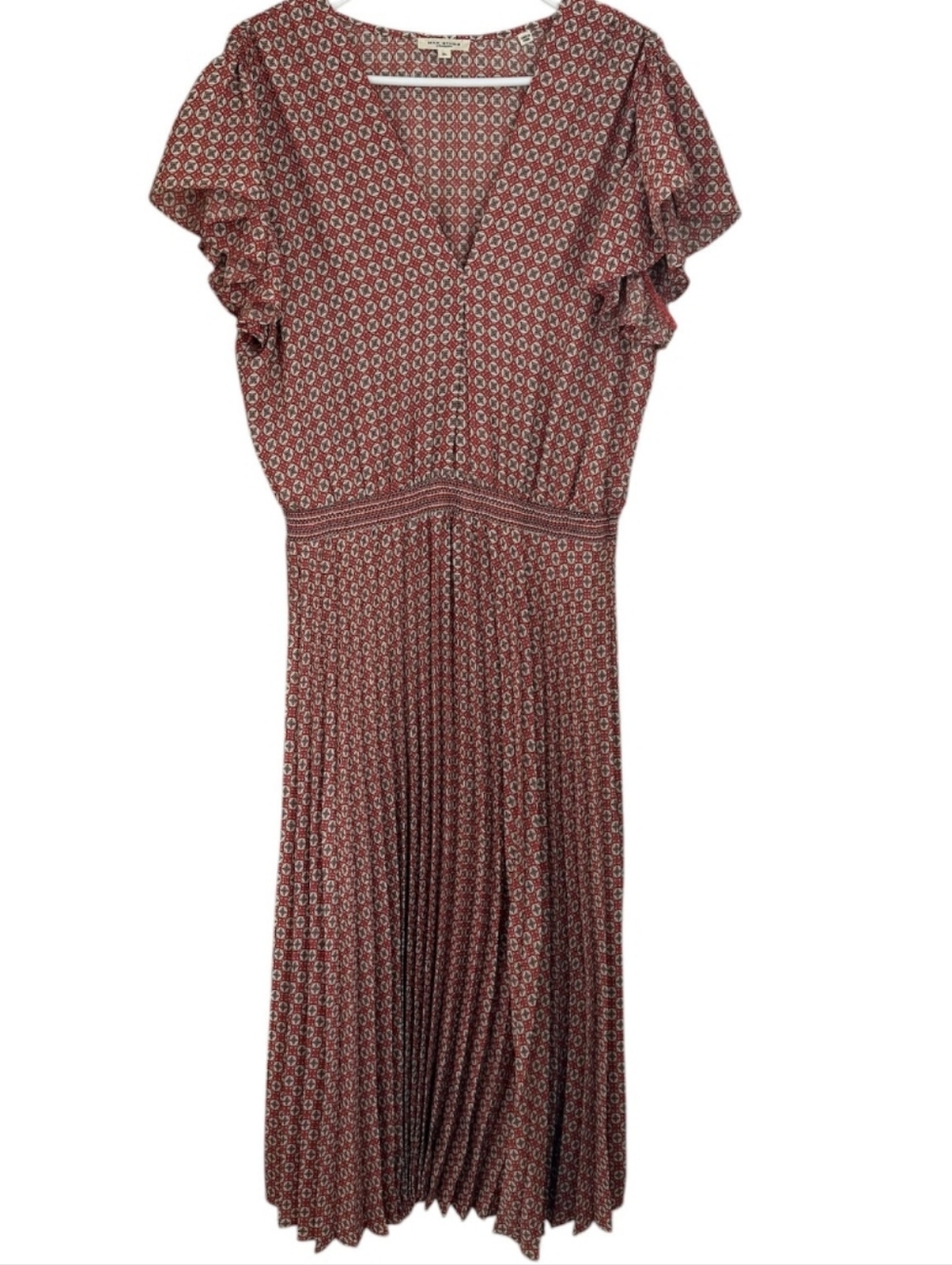 Max Studio Rust-Red Geometric Print Midi Dress